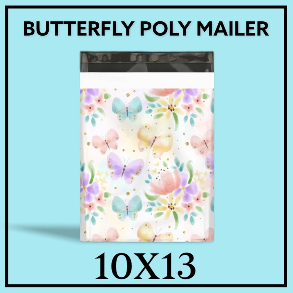 ( Last 2 ) 25 10X13 Watercolor Butterfly Poly Mailers Bags CLEARANCE - Picture 4 of 6